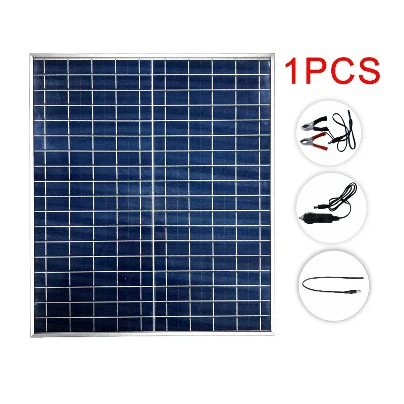 Painel Solar Fotovoltaico (500W / 1000W) 12V | Kit de Banco de Potência 100A | Controlador de Placa Solar para Casa/Camping/Carro | Carregador de Bateria Rápido