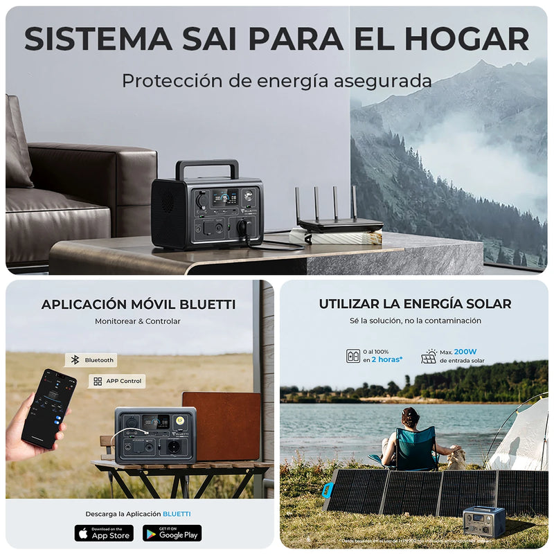 Estação de Energia Portátil Bluetti EB3A | Brasil Plug 600W 268Wh | Gerador Solar Energia Livre Bateria Lifepo4