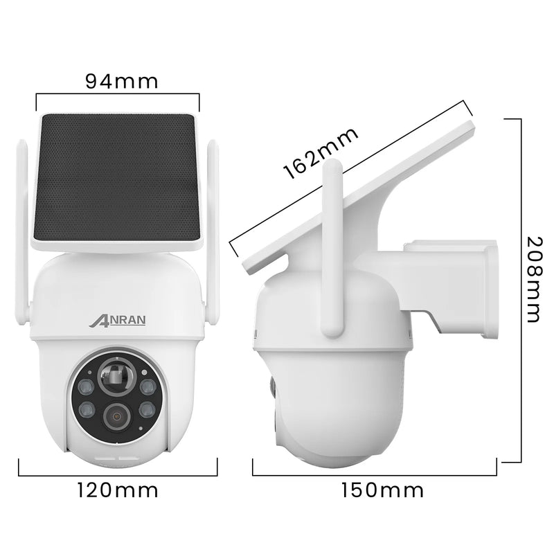 Câmeras de Segurança com Detecção ANRAN 2K 3/5MP Câmera Solar 2.4G Wifi