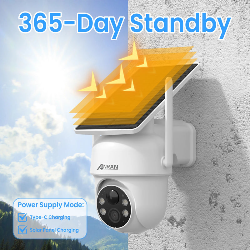 Câmeras de Segurança com Detecção ANRAN 2K 3/5MP Câmera Solar 2.4G Wifi