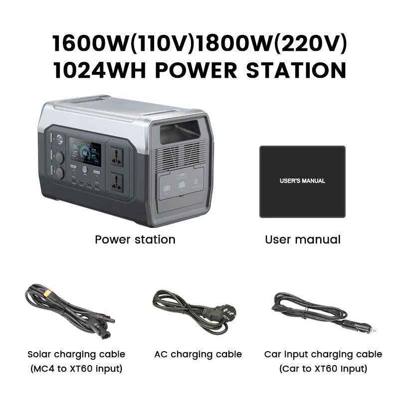 Estação de Energia Portátil de (2600W / 1800W / 1000W) | Gerador Solar Baterias LiFePo4 220V Fornecimento de armazenamento de energia para Acampamentos