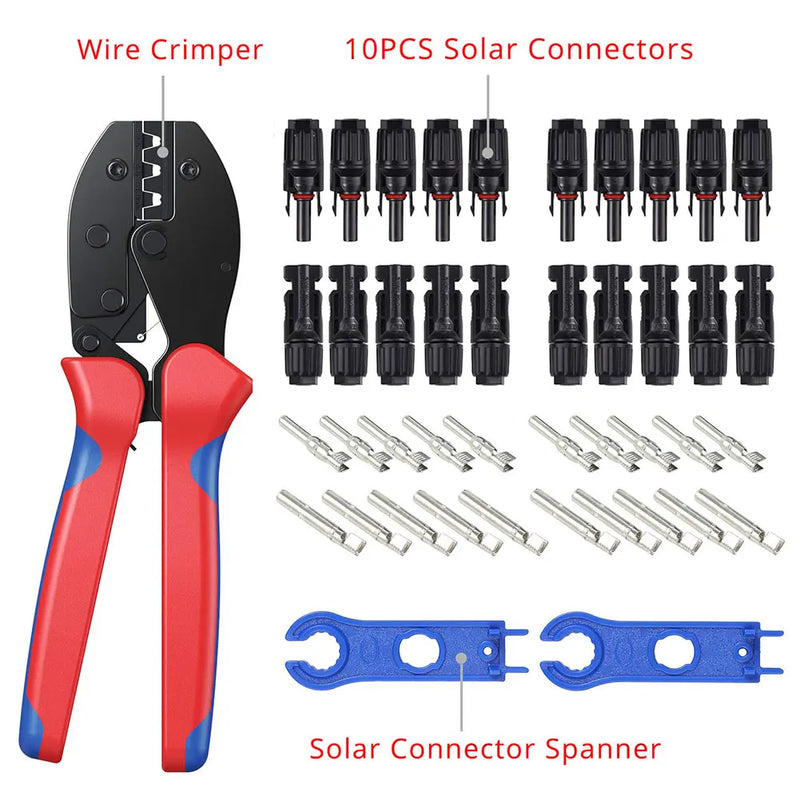 Pares de Conectores Solares MC4 (1000V 30A) | Conectores de Painel Solar PV | Conectam Slicate de Crimpagem de Ferramenta Solar