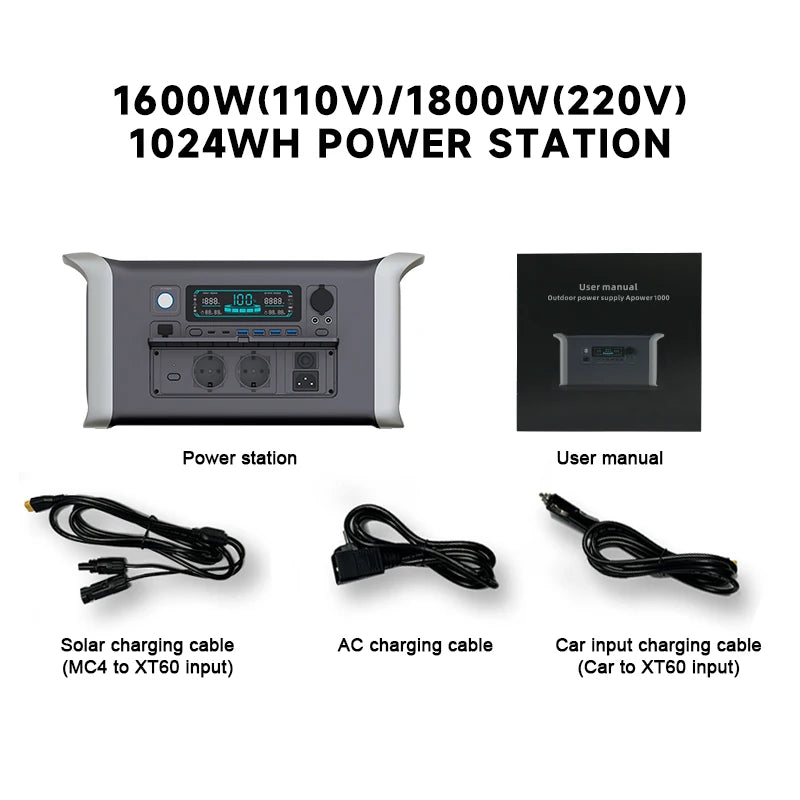 Estação de Energia Portátil de (2600W / 1800W / 1000W) | Gerador Solar Baterias LiFePo4 220V Fornecimento de armazenamento de energia para Acampamentos