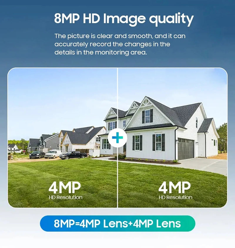 Câmera de Segurança Solar 4G/ WIFI Duas Lentes com Visão Noturna 8MP 4k